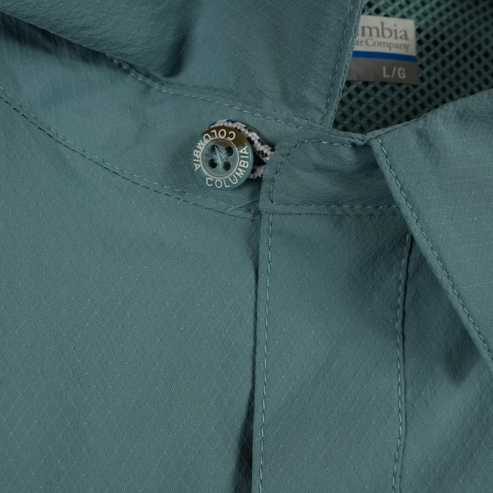 Columbia PFG Button Up Shirt Mens L Blue Green Omni-Shade Ripstop Vented Fishing - Picture 3 of 11